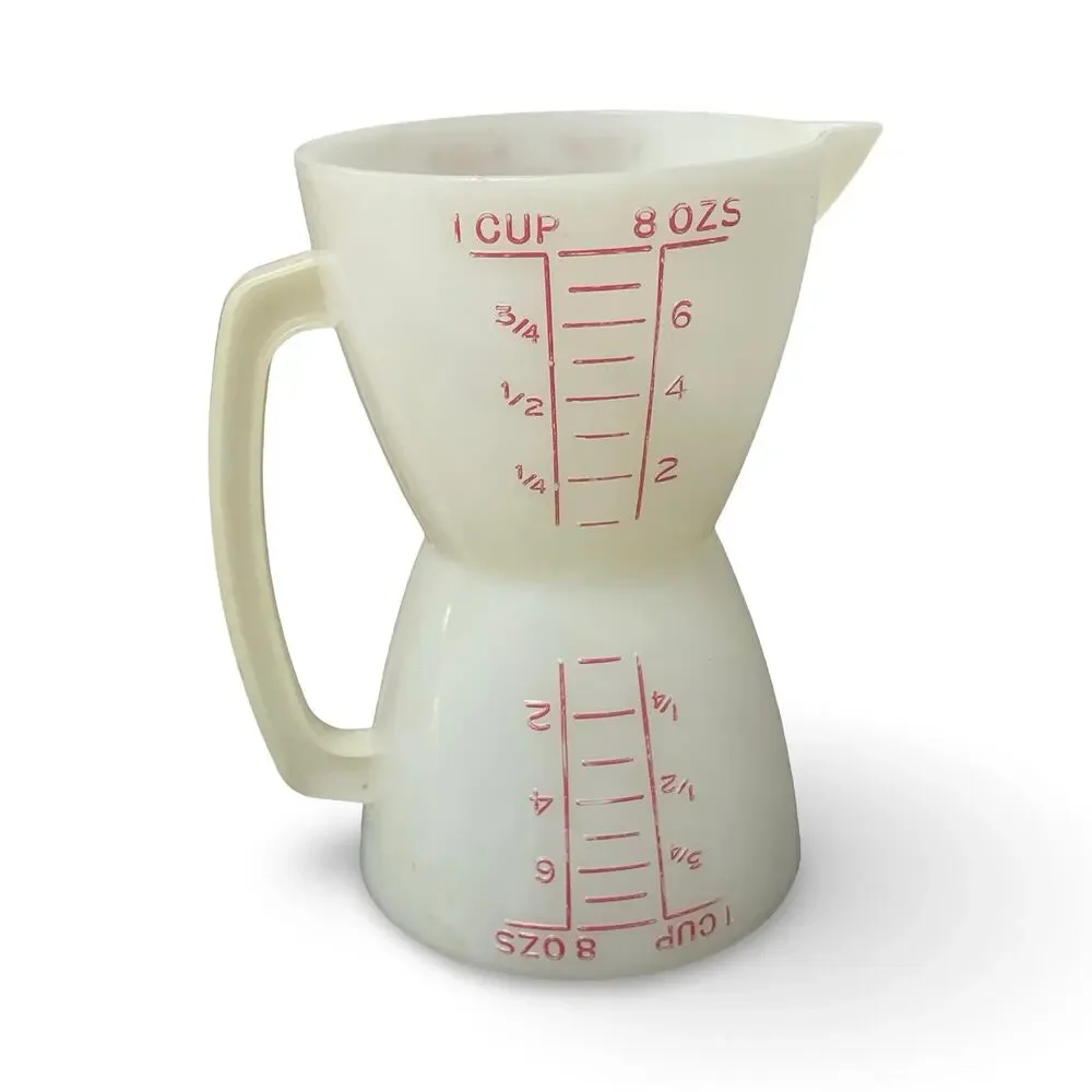 Vintage Tupperware Hourglass Measuring Cup 860 Two-Sided Wet Dry 1 Cup 8oz USA